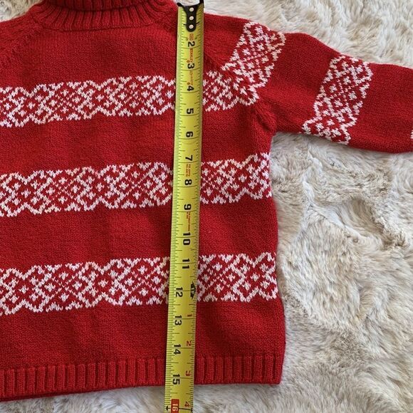 Gap Kids Red Fair Isle‎ Christmas Winter turtleneck Warm Sweater 5-6 - Picture 3 of 6